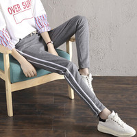 俞兆林 2019秋季新款大码弹力两条杠运动裤宽松百搭休闲裤 YWKX187113 深灰 M