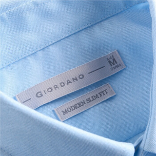 佐丹奴（Giordano） 衬衫 棉质牛津纺衬衣不易皱修身长袖休闲衬衫01048019  02浅蓝色 加大码(180/104A)