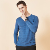 相思鸟 xiangsiniao 毛衫男圆领修身纯色时尚简约基础百搭微弹秋季新品 C3蓝色 180/96A(115)