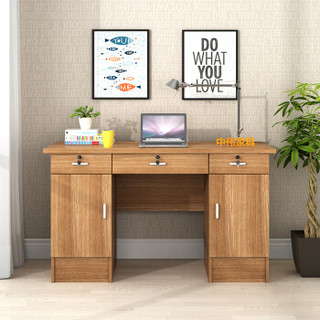 中伟电脑桌办公桌单人位简约书桌家用办公桌原木色1.4M