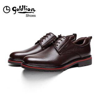 金利来（goldlion）男士时尚大气正装防滑耐磨皮鞋504730098CAA-深棕-40码