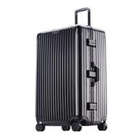 PointKid 铝框拉杆箱运动版男女万向轮26英寸旅行箱加厚款大容量行李箱密码箱包 1701经典黑