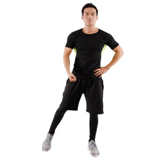 范迪慕 运动套装男士健身服紧身速干透气吸湿排汗跑步篮球套装健身衣男 FNZ9001-网布绿-短袖三件套-XL