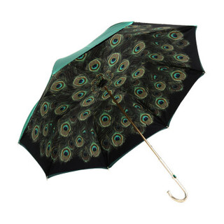 Pasotti 葩莎帝 女士繁花系列绿色聚酯纤维双层布金色手杖式雨伞遮阳伞 WLX20A