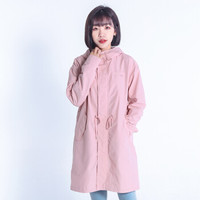 intercrew风衣女2019春秋新款韩版情侣装连帽风衣中长款时尚休闲百搭风衣外套女 ITR3UJ32W 粉色 90/M