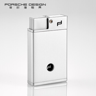 保时捷（PORSCHE DESIGN）打火机高档双火雪茄充气打火机直冲男士防风打火机蓝火点烟器带开孔器 P3631银色