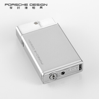 保时捷（PORSCHE DESIGN）打火机高档双火雪茄充气打火机直冲男士防风打火机蓝火点烟器带开孔器 P3631银色