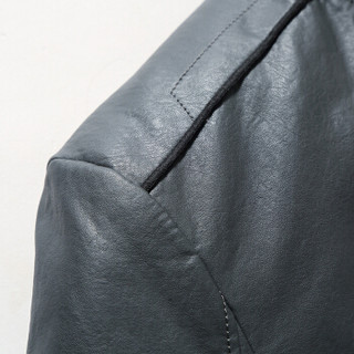 鸭鸭（YAYA） 仿皮皮衣男2019新款皮夹克商务休闲时尚夹克外套 JK1805 灰色 180/XL