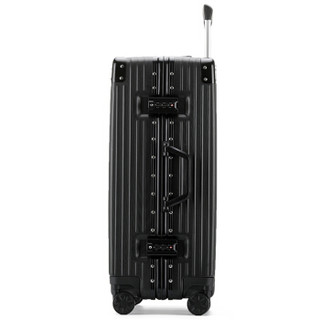 卡帝乐鳄鱼(CARTELO) 行李箱男女20英寸拉杆箱密码箱直角铝框款旅行箱 黑色