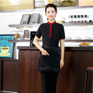 特洛曼蛋糕奶茶店咖啡厅服务员工作服短袖酒店西餐厅女士制度短袖套装YB1892 M
