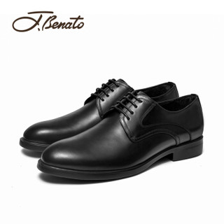 宾度（J.Benato）男士意式商务简约系带结婚德比皮鞋 7C737 黑色 43