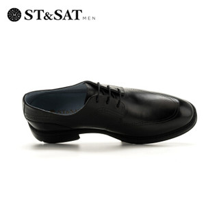 星期六男鞋（ST&SAT)牛皮革系带商务正装舒适透气皮鞋SS81124225 黑色 42