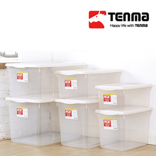 TENMA天马株式会社 25L多用途储物箱2只装 透明塑料大米面粉防虫收纳箱 玩具杂物收纳盒 儿童衣服防潮整理箱