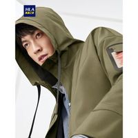 HLA海澜之家风衣2019秋季新品净色带帽时尚长款防风外套HWFAD3R016A卡其(16)180/96A(52) cz