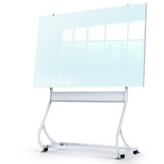 美硕 100*150cm磁性钢化玻璃白板移动支架白板办公会议教学写字板黑板带支架（赠白板擦 白板笔 磁钉）