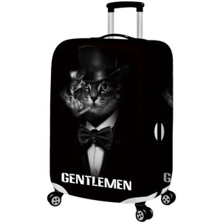 欣沁 弹力印花箱套20英寸拉杆箱耐磨保护套行李箱18英寸防尘套子旅行用品 绅士猫