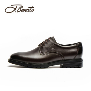 宾度（J.Benato）商务正装男款英伦时尚牛皮婚皮鞋 8R641 棕色 41