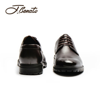 宾度（J.Benato）商务正装男款英伦时尚牛皮婚皮鞋 8R641 棕色 41