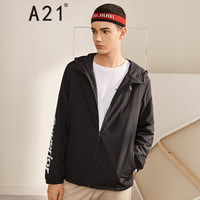 以纯线上品牌A21秋季2019男装 潮流风衣男合体连帽长袖百搭时尚外套潮男 R493114056 黑色 170/84A/M