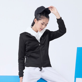 乔丹 女装运动外套针织上衣女休闲立领开衫运动服女 XWD3293218 黑色 2XL/180