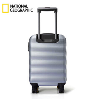 国家地理National Geographic行李箱超轻密码拉杆箱万向轮旅行箱耐磨抗摔登机箱24英寸 银色