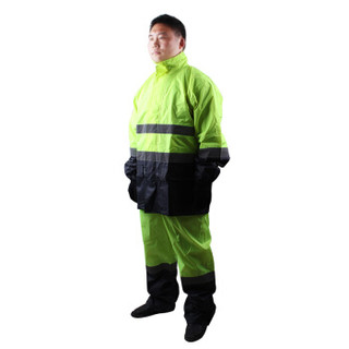 3M R2912 荧光黄拼色PVC防水安全警示服 反光雨衣雨裤套装 双层加厚成人分体雨衣 1套 荧光黄绿 XL