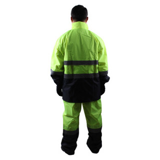 3M R2912 荧光黄拼色PVC防水安全警示服 反光雨衣雨裤套装 双层加厚成人分体雨衣 1套 荧光黄绿 XL