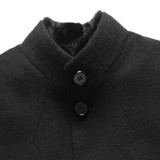 罗蒙（ROMON）羊毛呢大衣男2019新款水貂毛领时尚保暖外套9MN983022 黑色 XL