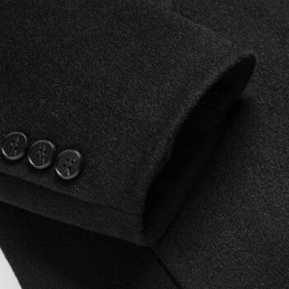 罗蒙（ROMON）羊毛呢大衣男2019新款水貂毛领时尚保暖外套9MN983022 黑色 XL