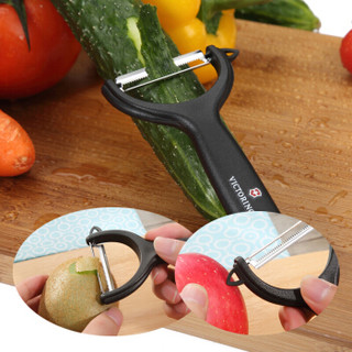 维氏（VICTORINOX）瑞士军刀 刨皮器番茄水果小刀二件套厨房刀具套装 CN.16GB05.3黑色