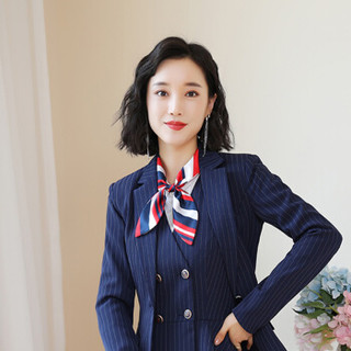 米兰茵（MILANYIN）女装2019秋款职业装女套装时尚气质西服ol正装工作服 NYml168 条纹裤套装 M