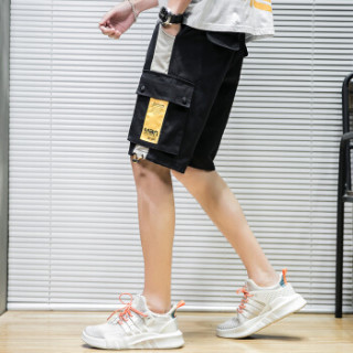 AEMAPE/美国苹果 工装短裤男2019春夏季新款时尚百搭裤潮流五分休闲中裤直筒宽裤男装 黑色 XL