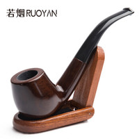 若烟（Ruoyan） 烟斗黑檀实木 便携过滤烟丝斗烟嘴烟具男士父亲节礼品  木纹色光面（送八件套配件） RY1001