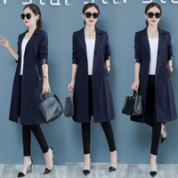 堡晟 2019秋季新款女装新品风衣女中长款韩版气质薄款外套港风chic学生潮 zx1BF01-272 藏青 XL