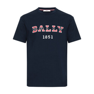 BALLY 巴利 男士海军蓝LOGO图案棉质圆领短袖T恤 M5CA461F 7S254 710 6227267 M码