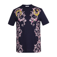 VERSACE COLLECTION 范思哲 奢侈品 19秋冬新款 男士深蓝色棉质印花短袖T恤 V800683R VJ00616 V7381 L码
