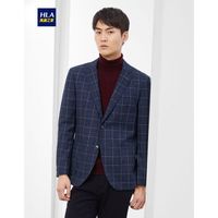 HLA海澜之家休闲西服男2019秋季新品彩色格纹活力时尚单西外套HWXAD3R121A藏青格纹(C2)165/84Y(46Y) cz