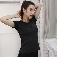AUDDE 2019夏季新款女装新品T恤女跑步运动上衣女速干显瘦瑜伽服短袖健身房跑步 HCLJ21634 黑色 L