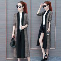 堡晟 2019秋季新款女装新品风衣女中长款过膝格子外套秋装宽松开衫流行大衣 HZ520-18158 咖啡色 M