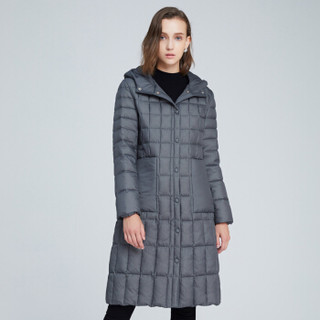 皮尔卡丹（pierre cardin）女羽绒服2019时尚纯色连帽中长款轻薄羽绒服23C1827 中灰色XXL/180