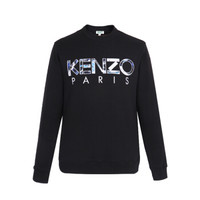 KENZO 高田贤三 19秋冬新款 男士黑色棉质贴布刺绣LOGO圆领长袖卫衣 F96 5SW000 4MD 99