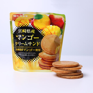 日本进口 七尾休闲零食 芒果口味夹心薄脆圆饼  饼干糕点法式网红小吃 68g