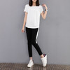 HMDIME 2019夏季新款套装 韩版显瘦白色t恤女黑色运动裤两件套 HD502 上白下黑 M