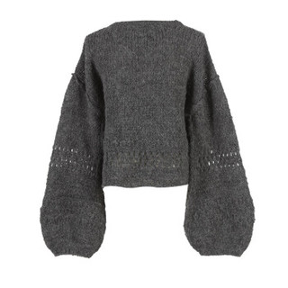QAYTU 女士毛衣秘鲁原产小羊驼毛手工粗针葫芦袖毛衣 WW18-020 403 深灰色 均码