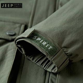 吉普JEEP 夹克男2019秋冬新品男装连帽加绒加厚纯色户外休闲中款外套男LST1501 黑兰 L