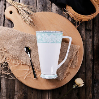 瓷工巧匠 陶瓷描金马克杯 创意牛奶水杯大骨瓷杯 玫瑰花园