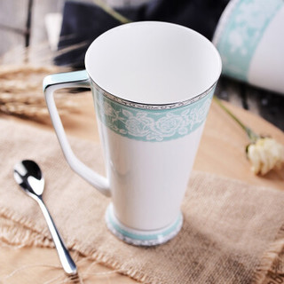 瓷工巧匠 陶瓷描金马克杯 创意牛奶水杯大骨瓷杯 玫瑰花园