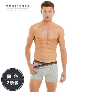 Schiesser/舒雅Becover必雅男士内裤2条装95棉平角裤四角裤55/10485T 浅花灰（502） XL