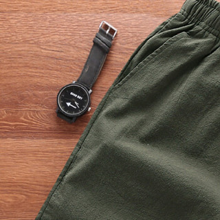 卡帝乐鳄鱼（CARTELO）五分裤 2019夏季新款男士时尚简约纯色五分休闲短款YF555军绿色XL