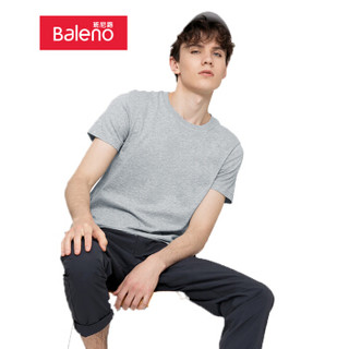 班尼路（Baleno）T恤男 纯色t恤重磅棉2019男士短袖t恤半袖上衣打底衫男 20E 花灰 XL